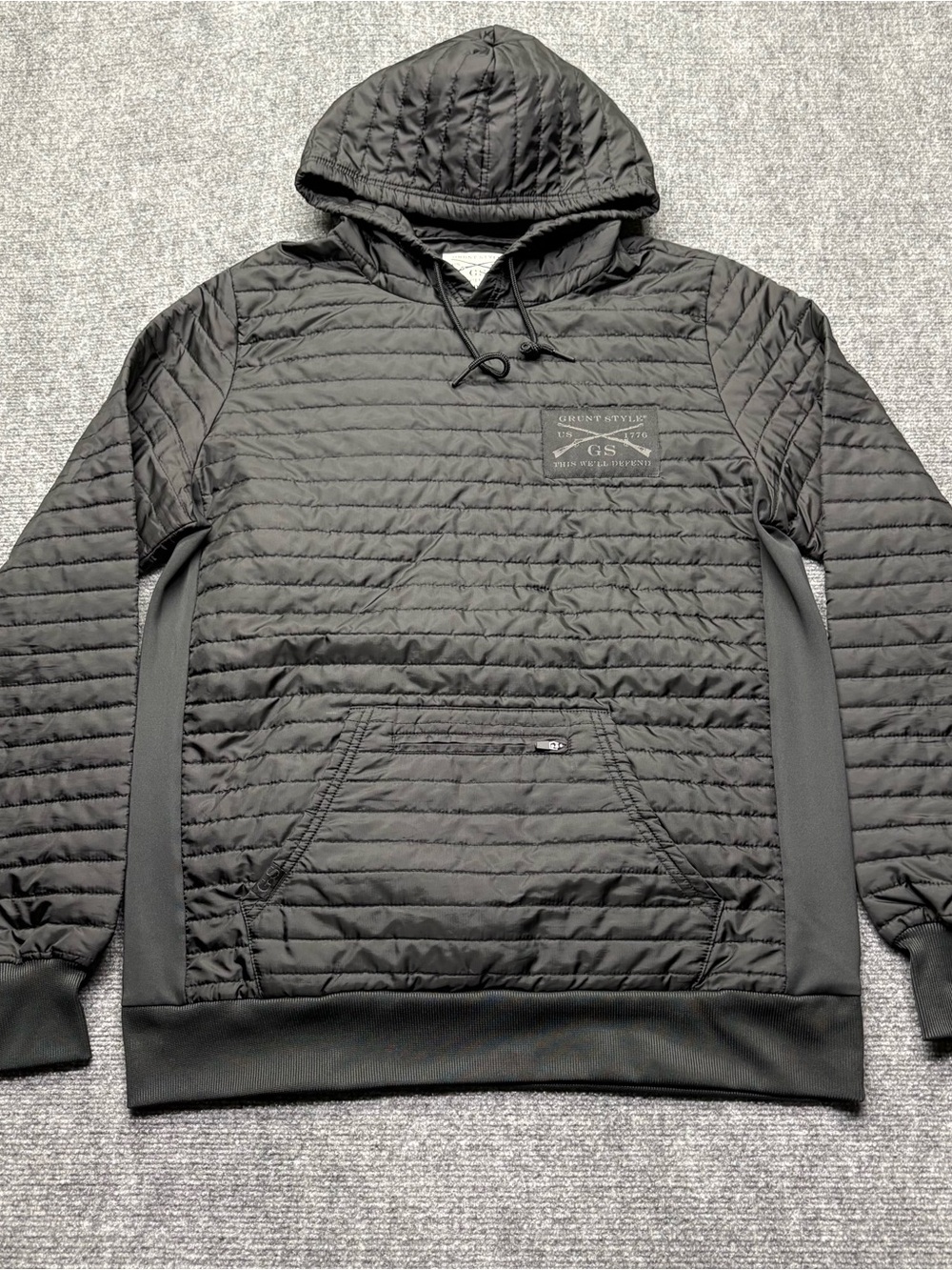 Grunt Style Pullover Woobie Hoodie Quilted Mens Medium Black Tactical Military